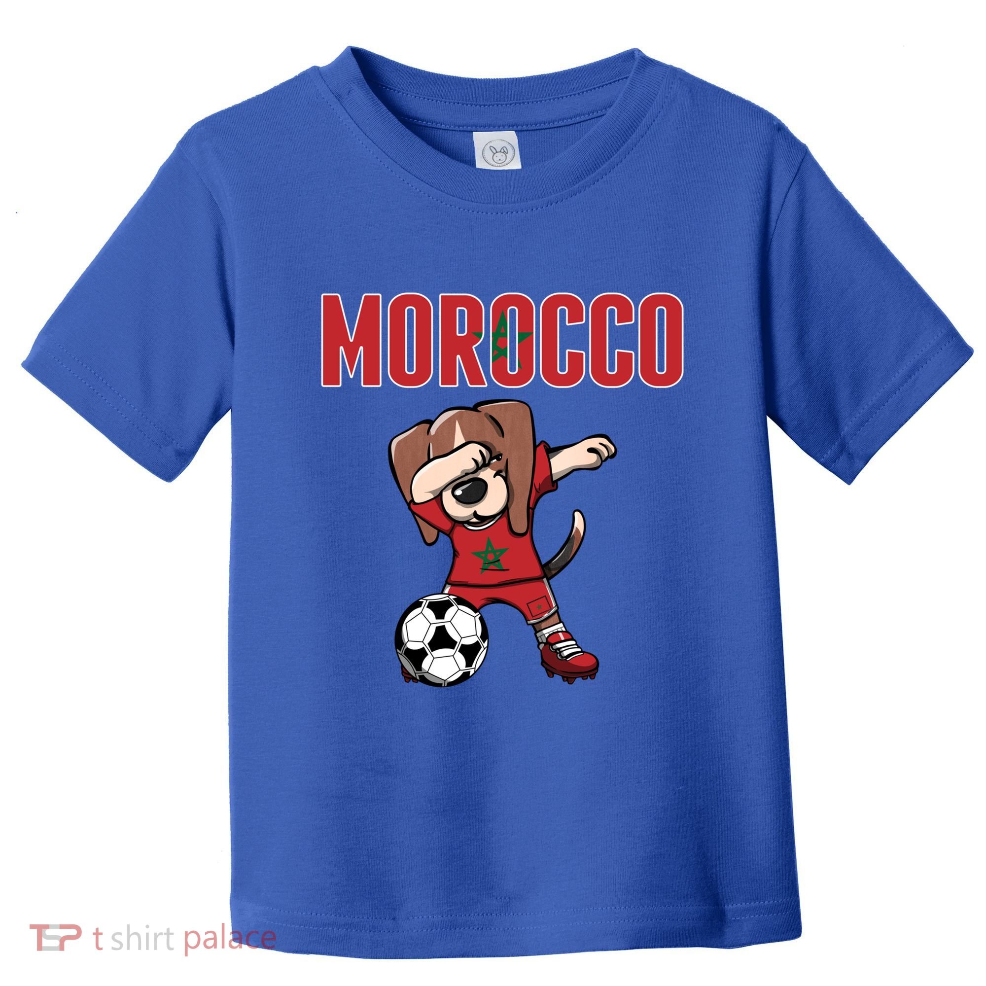 Dabbing Beagle Dog Morocco Soccer Fans Jersey Moroccan Flag Great Gift Toddler T-Shirt