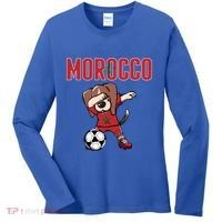 Dabbing Beagle Dog Morocco Soccer Fans Jersey Moroccan Flag Great Gift Women's Long Sleeve Shirt thumb 0
