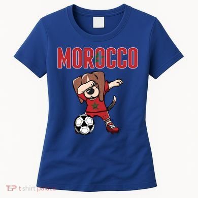 Dabbing Beagle Dog Morocco Soccer Fans Jersey Moroccan Flag Great Gift Women's T-Shirt