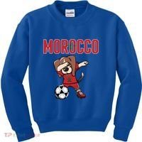 Dabbing Beagle Dog Morocco Soccer Fans Jersey Moroccan Flag Great Gift Kids Sweatshirt thumb 0