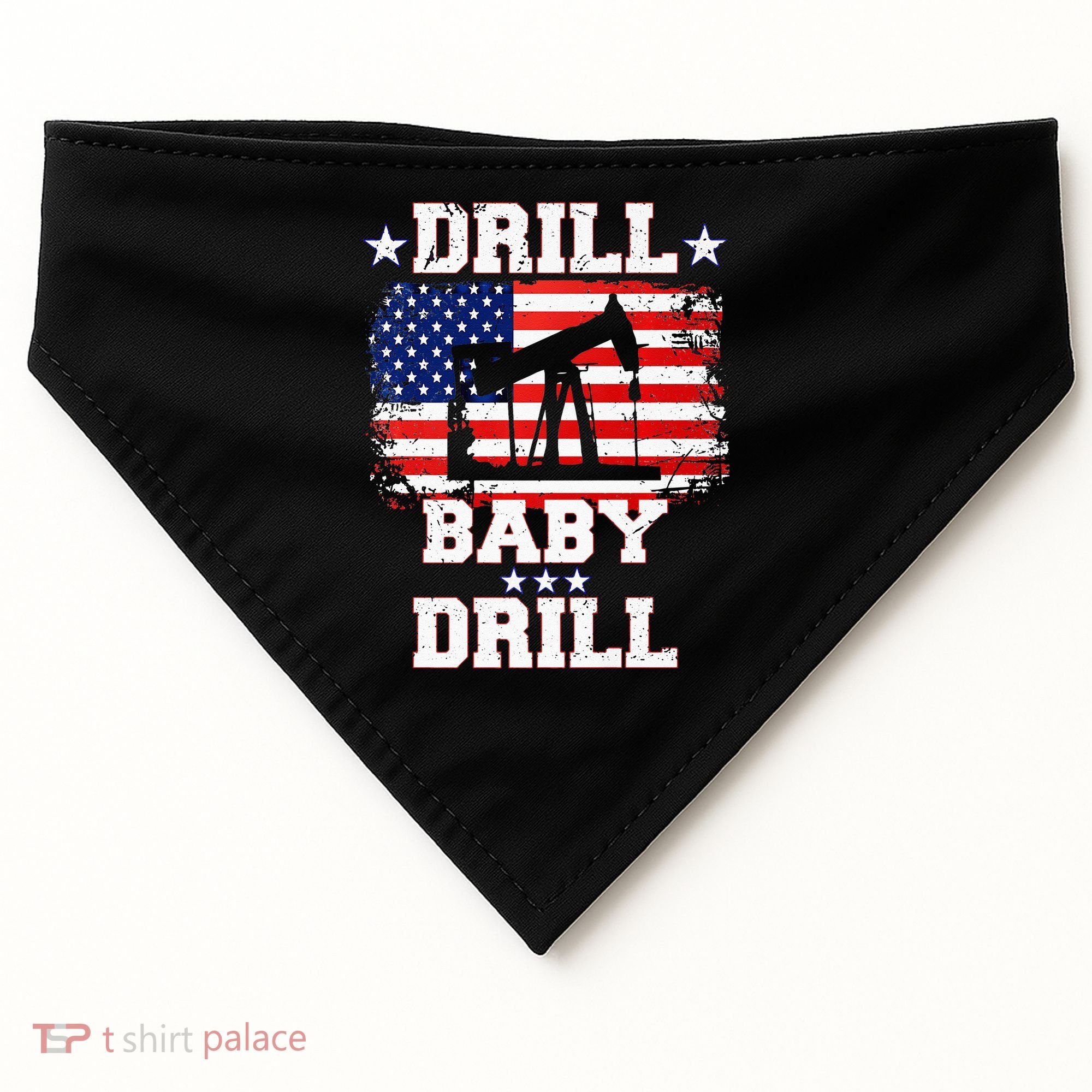 Drill Baby Drill American Flag Oilrig Oilfield USA-Made Doggie Bandana