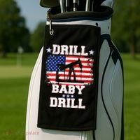 Drill Baby Drill American Flag Oilrig Oilfield Golf Towel thumb 2