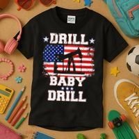 Drill Baby Drill American Flag Oilrig Oilfield Kids T-Shirt thumb 3