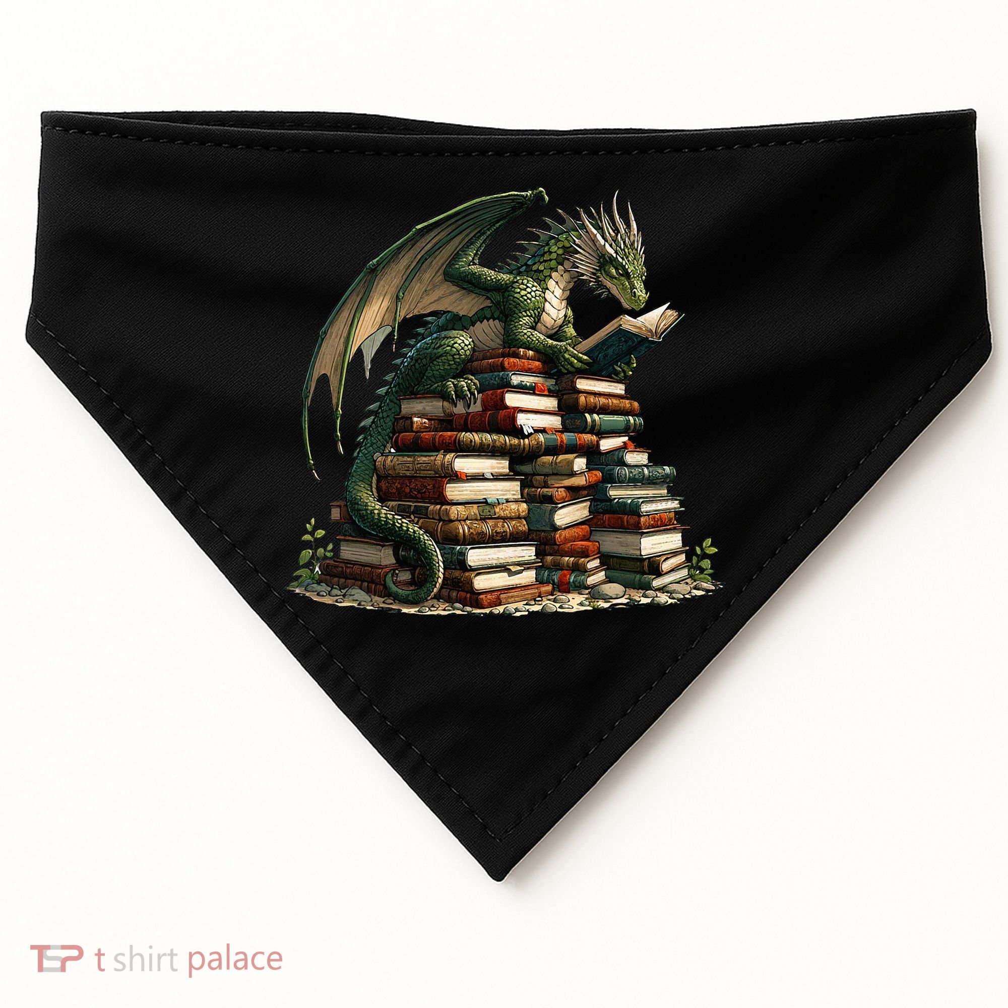 Distressed Bookworm Dragons Reading Book Dragons And Books USA-Made Doggie Bandana
