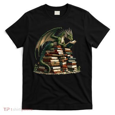 Distressed Bookworm Dragons Reading Book Dragons And Books T-Shirt