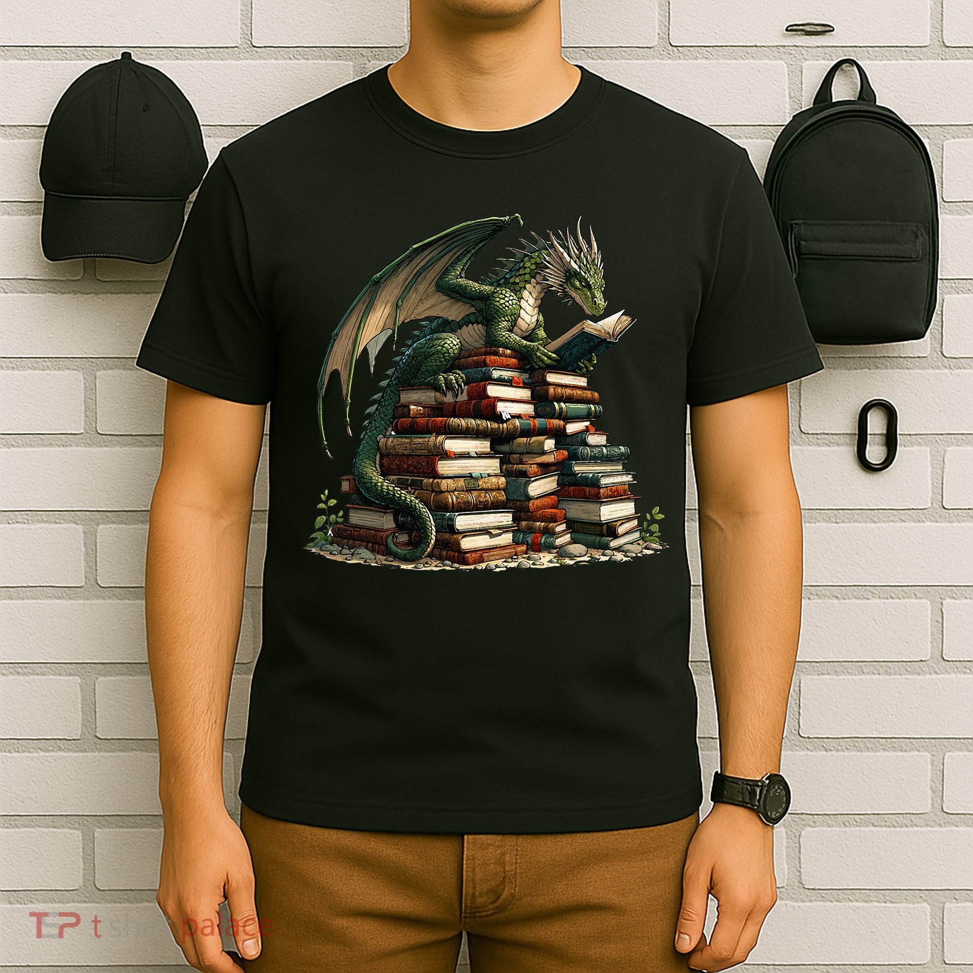 Distressed Bookworm Dragons Reading Book Dragons And Books T-Shirt