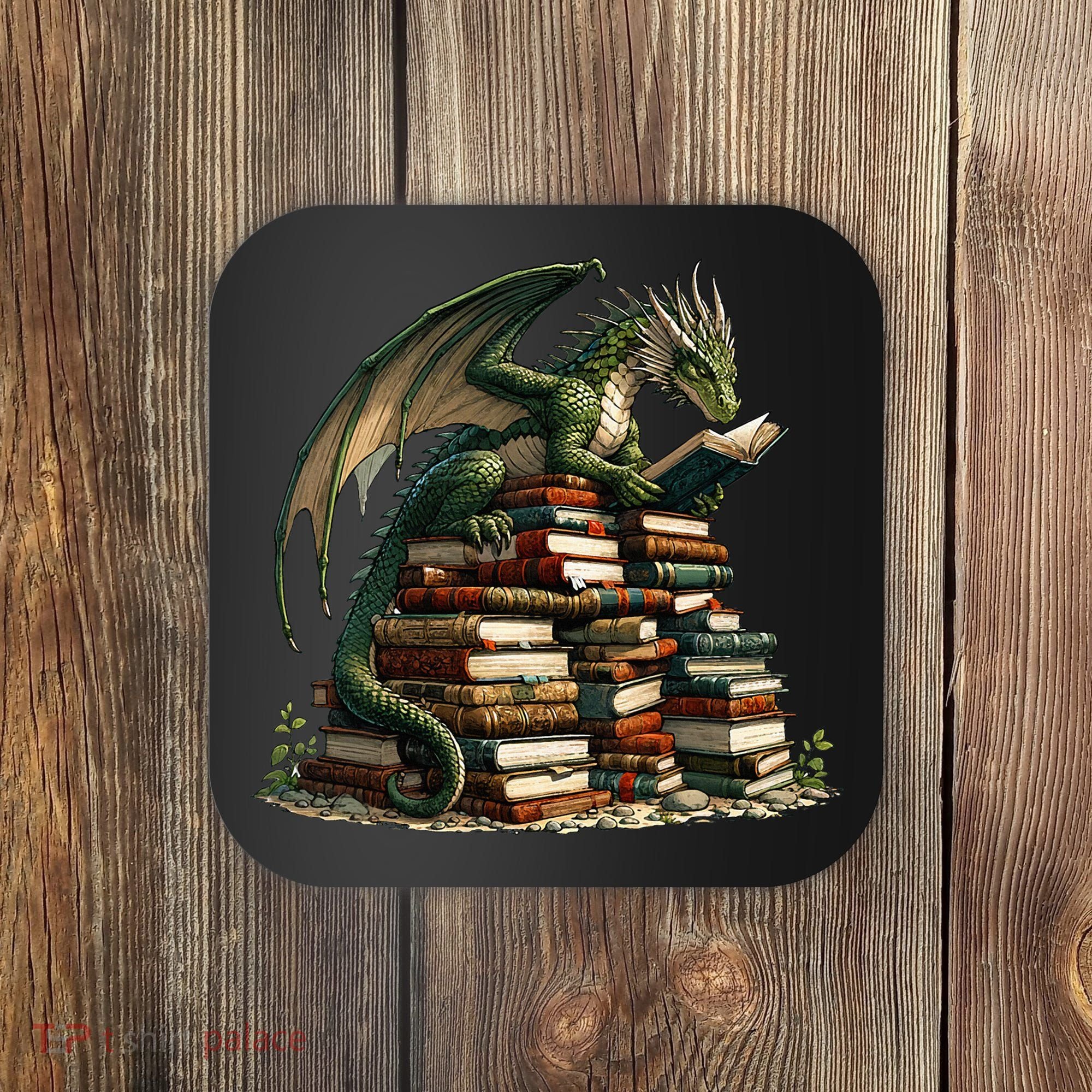 Distressed Bookworm Dragons Reading Book Dragons And Books Coaster