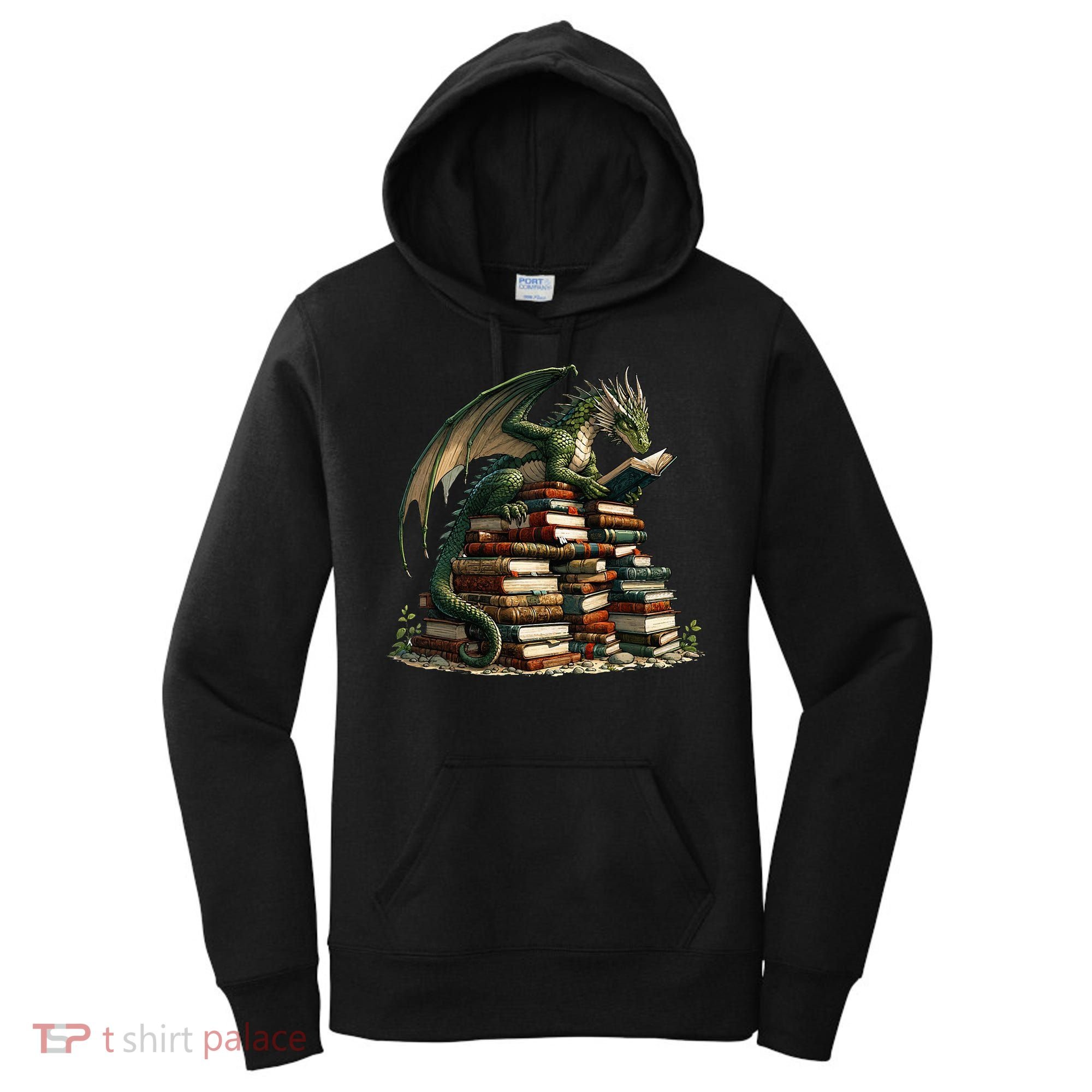 Distressed Bookworm Dragons Reading Book Dragons And Books Women's Hoodie