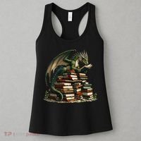 Distressed Bookworm Dragons Reading Book Dragons And Books Women's Tank Top thumb 3