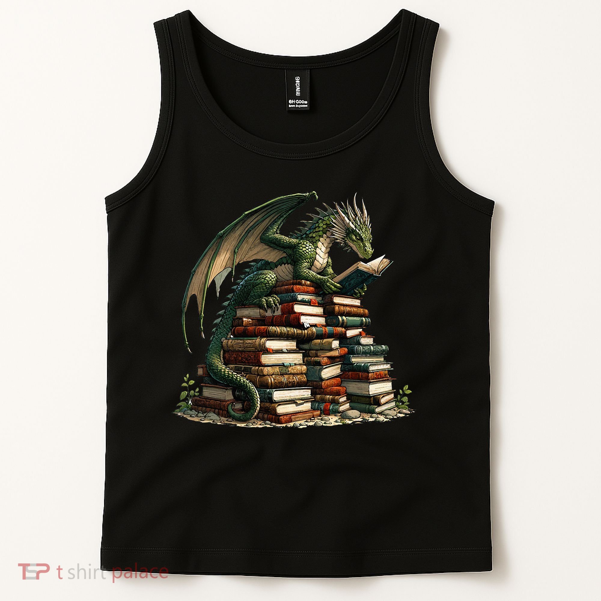 Distressed Bookworm Dragons Reading Book Dragons And Books Tank Top