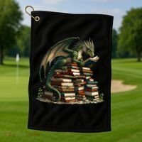 Distressed Bookworm Dragons Reading Book Dragons And Books Golf Towel thumb 1
