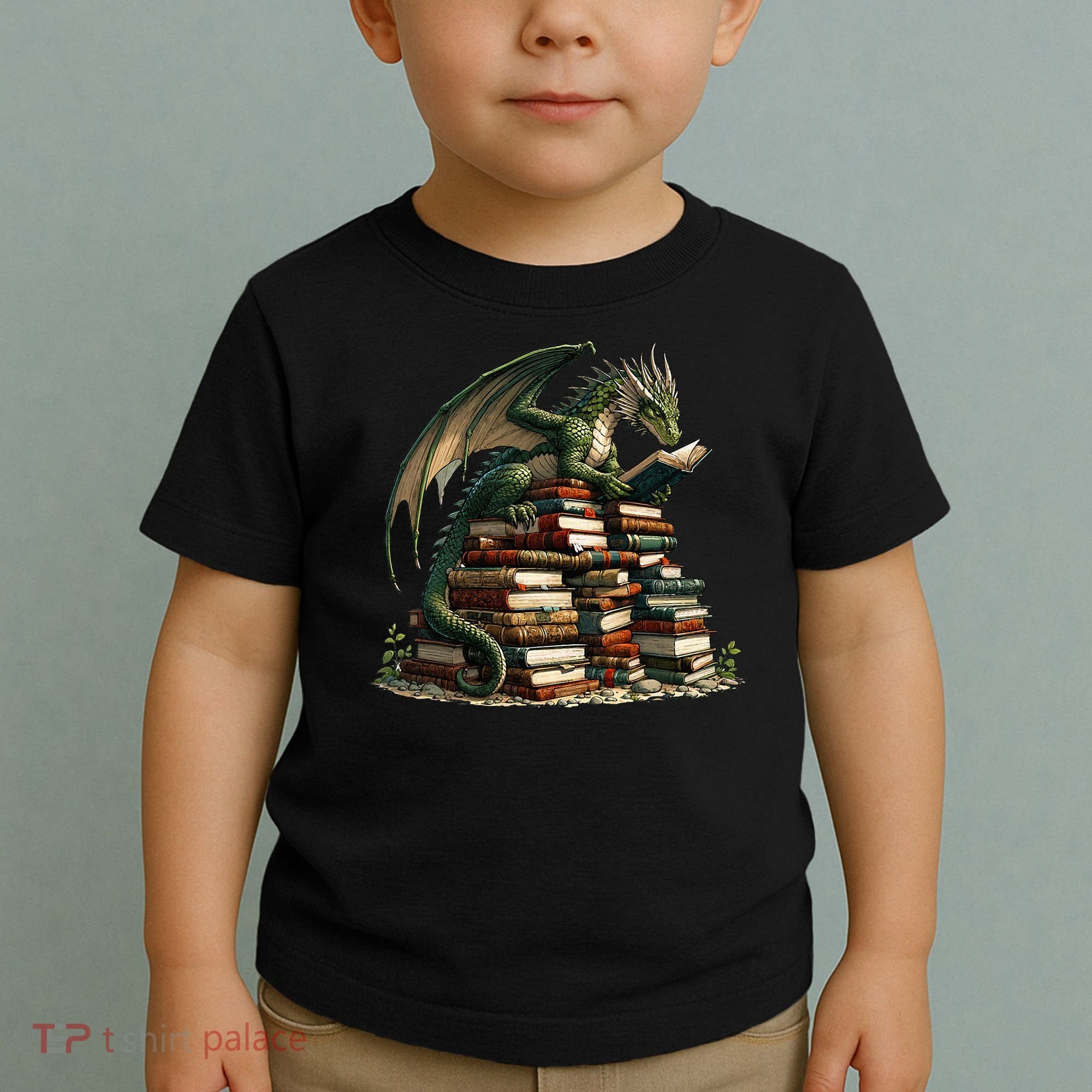 Distressed Bookworm Dragons Reading Book Dragons And Books Toddler T-Shirt