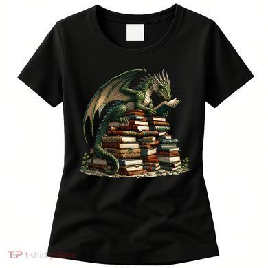 Distressed Bookworm Dragons Reading Book Dragons And Books Women's T-Shirt