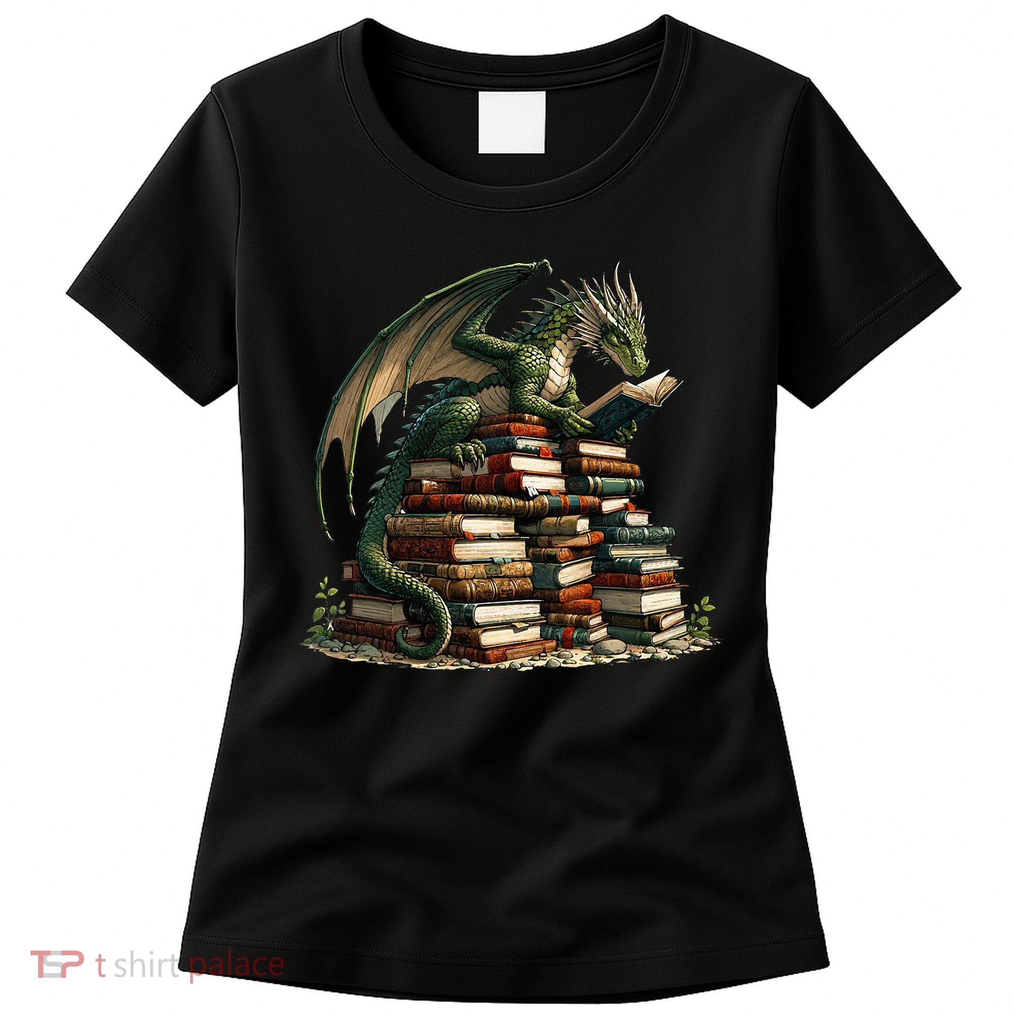 Distressed Bookworm Dragons Reading Book Dragons And Books Women's T-Shirt