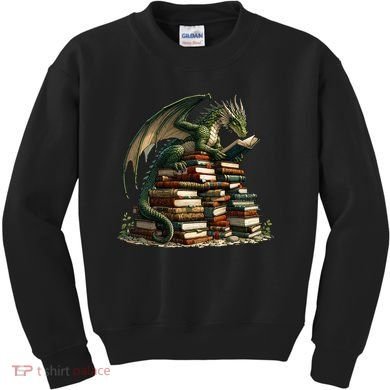Distressed Bookworm Dragons Reading Book Dragons And Books Kids Sweatshirt