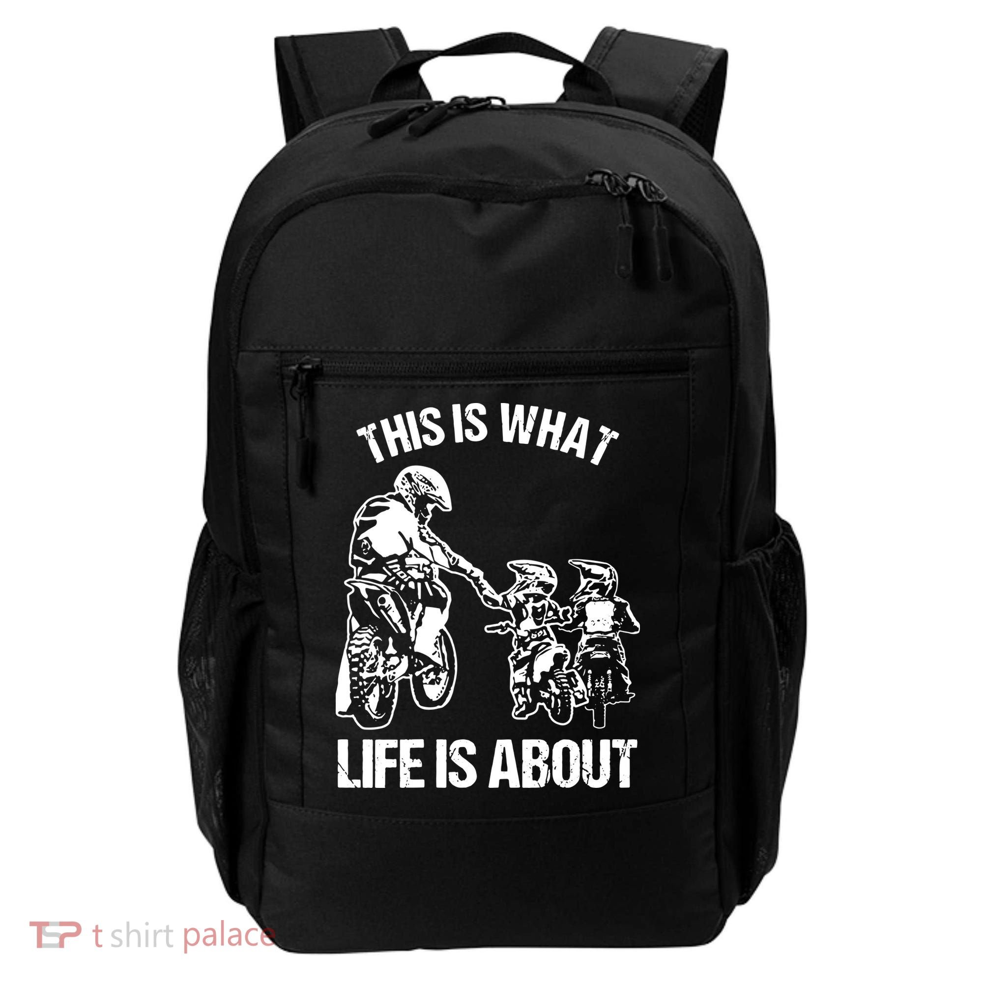 Dirt Bike Dad Motocross Motorcycle Biker Father And Son Backpack
