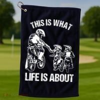 Dirt Bike Dad Motocross Motorcycle Biker Father And Son Golf Towel thumb 1