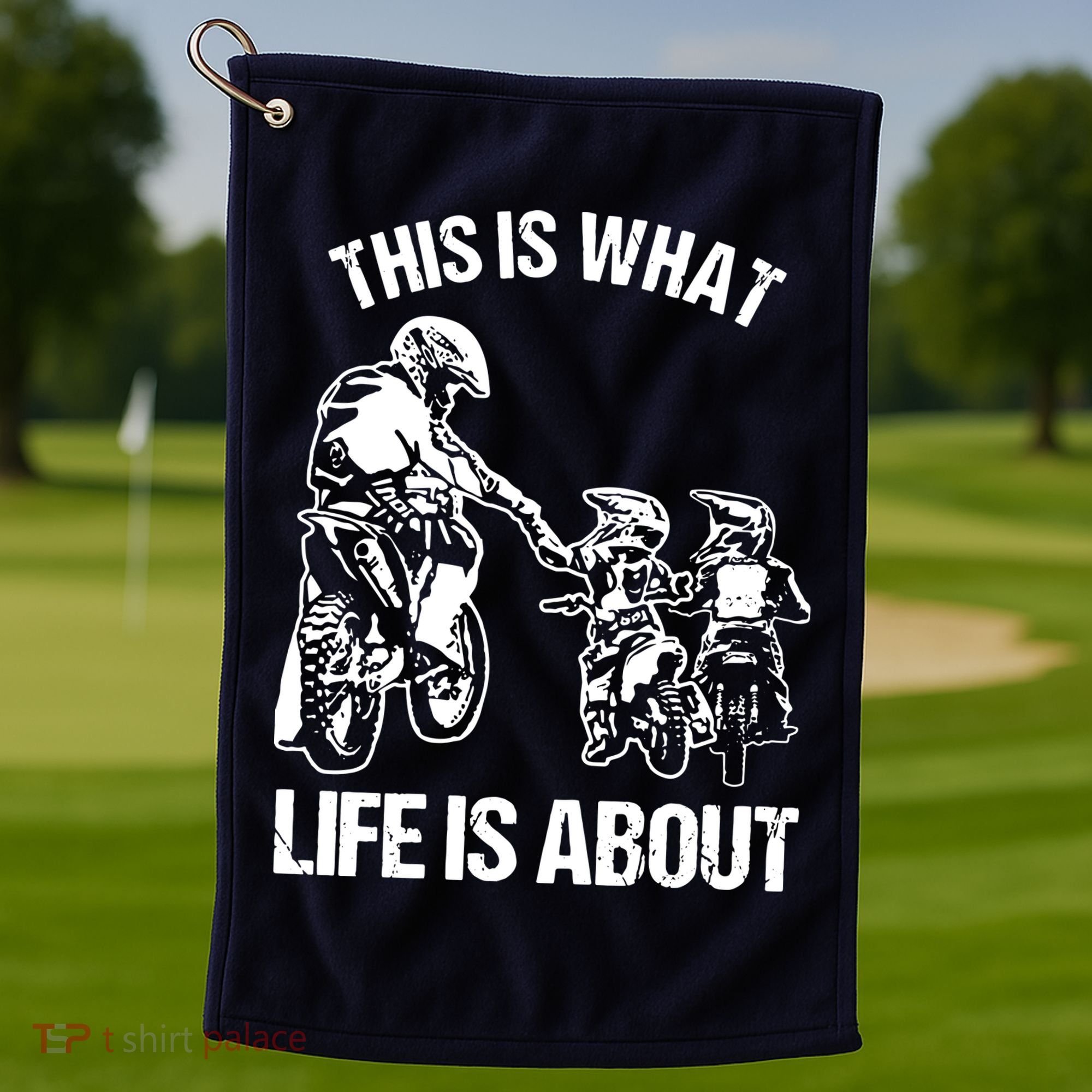 Dirt Bike Dad Motocross Motorcycle Biker Father And Son Golf Towel