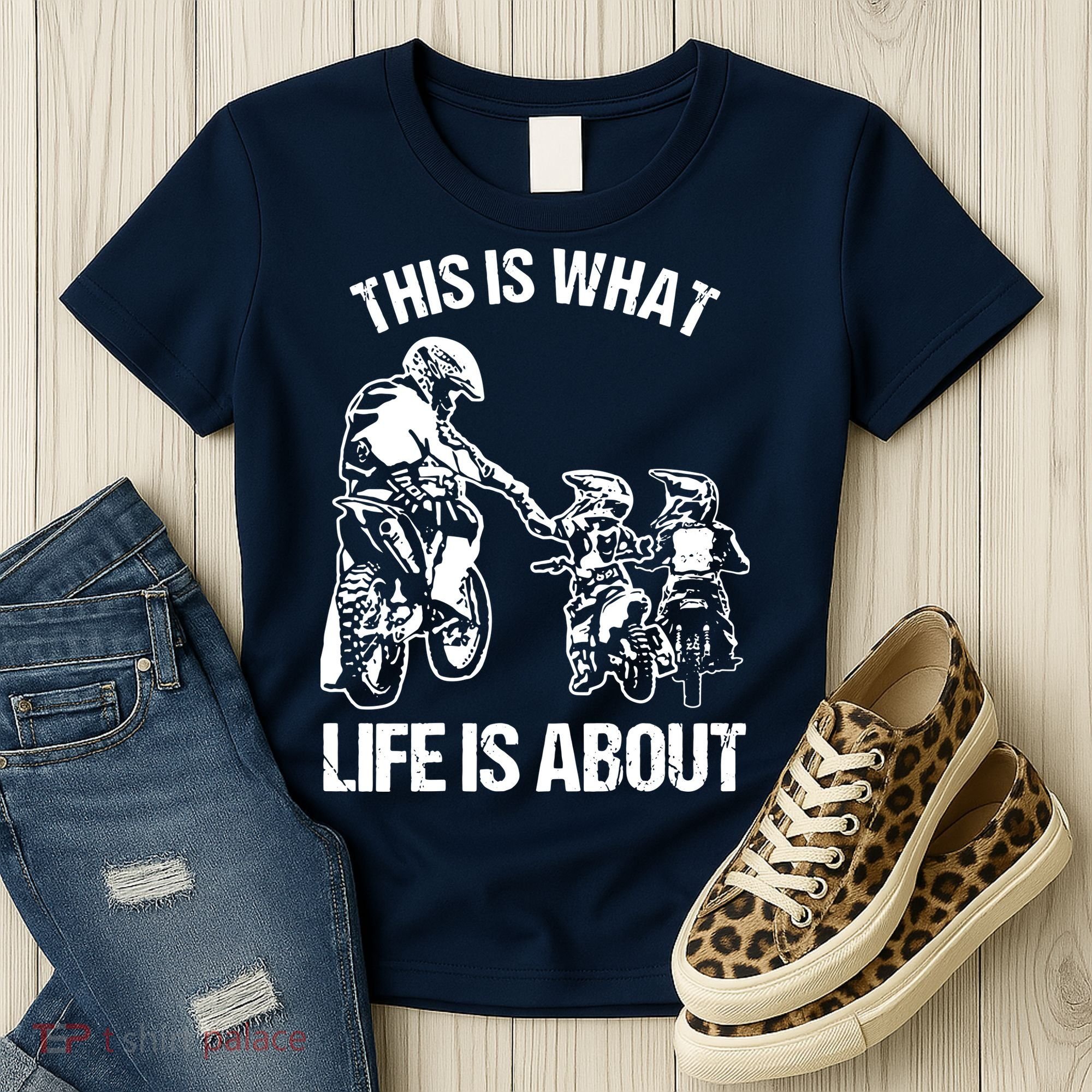 Dirt Bike Dad Motocross Motorcycle Biker Father And Son Women's T-Shirt