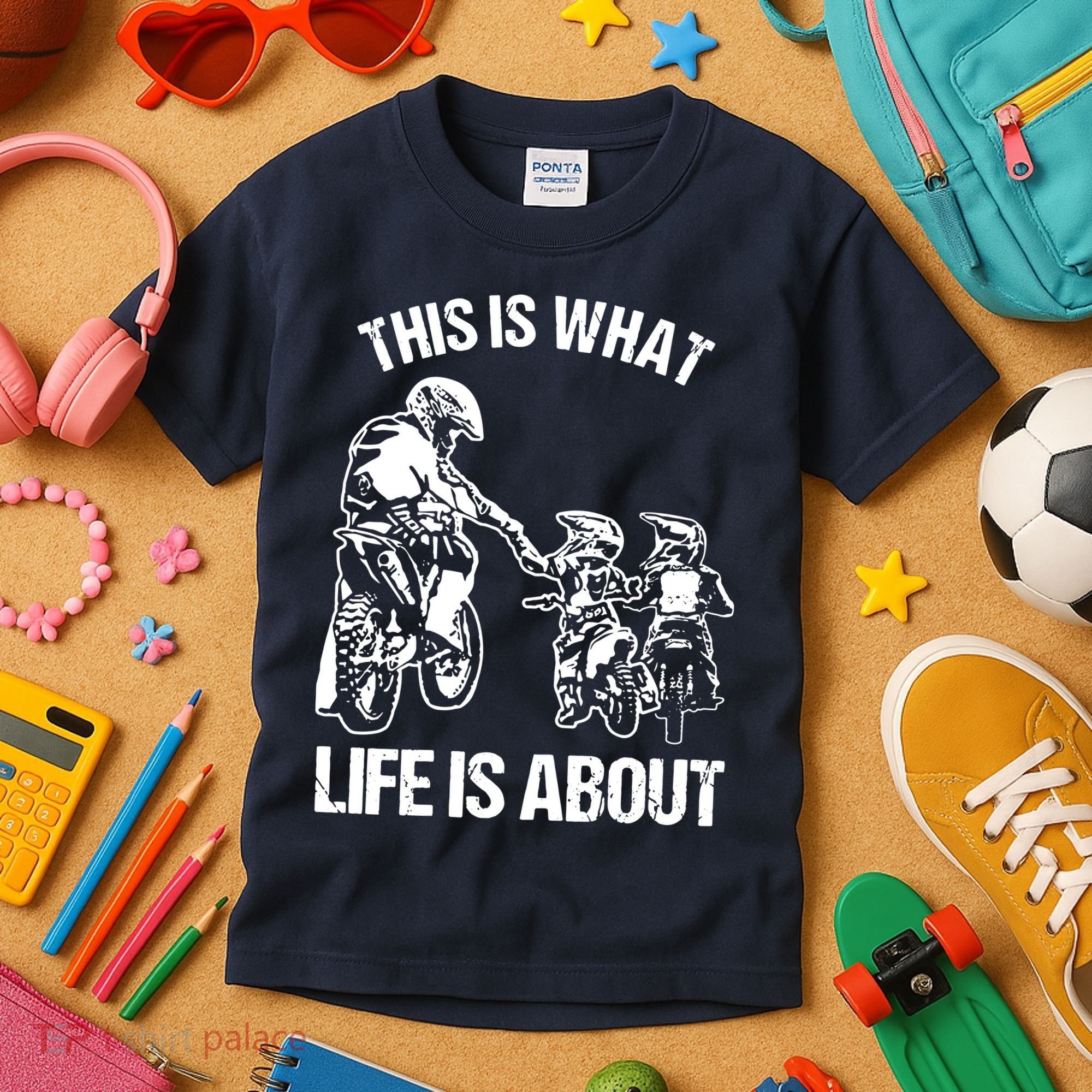 Dirt Bike Dad Motocross Motorcycle Biker Father And Son Kids T-Shirt
