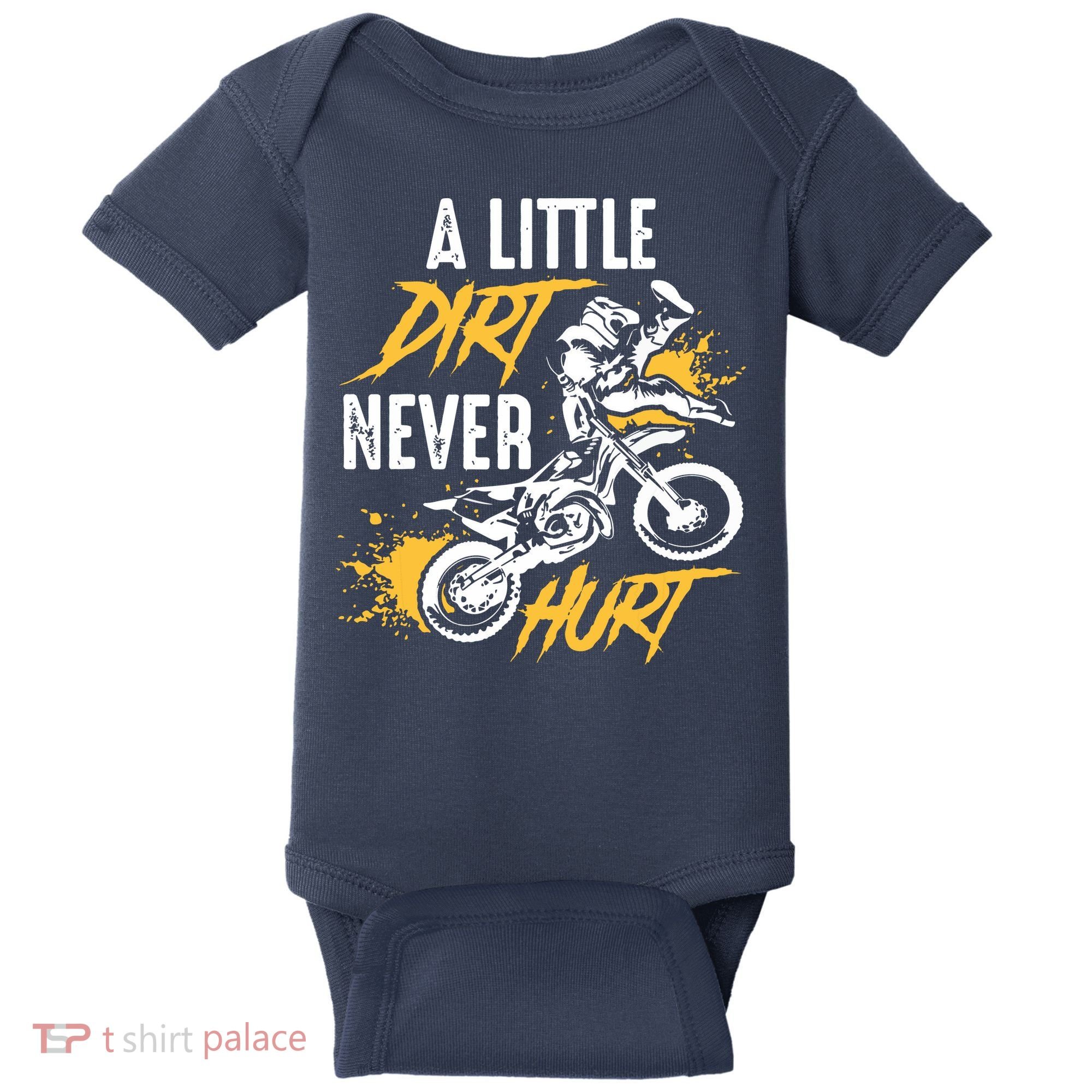 Dirt Bike Dirt Never Hurt Motocross Baby Bodysuit