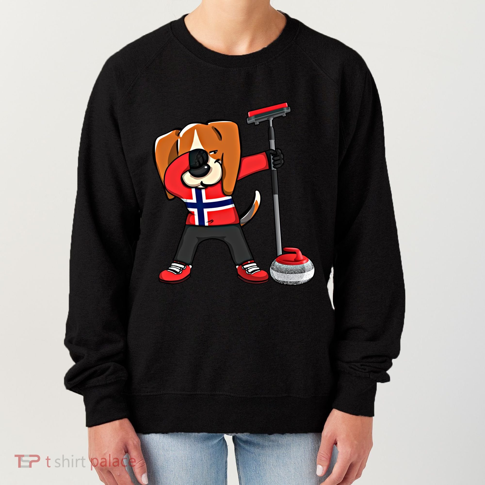 Dabbing Beagle Dog Norway Curling Lovers Jersey Winter Sport Gift Women's Sweatshirt