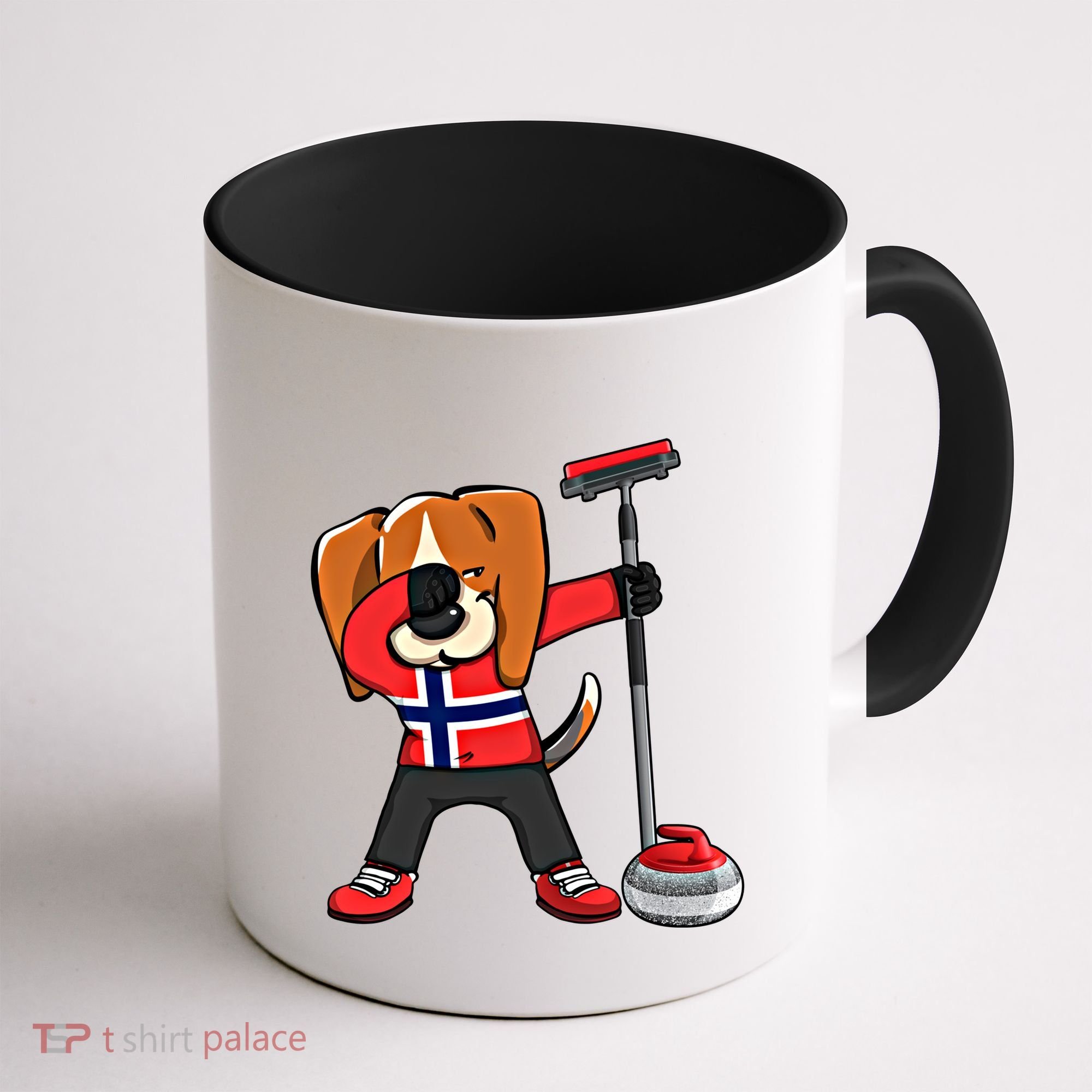 Dabbing Beagle Dog Norway Curling Lovers Jersey Winter Sport Gift Coffee Mug