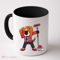 Dabbing Beagle Dog Norway Curling Lovers Jersey Winter Sport Gift Coffee Mug thumb 0