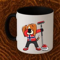 Dabbing Beagle Dog Norway Curling Lovers Jersey Winter Sport Gift Coffee Mug thumb 2