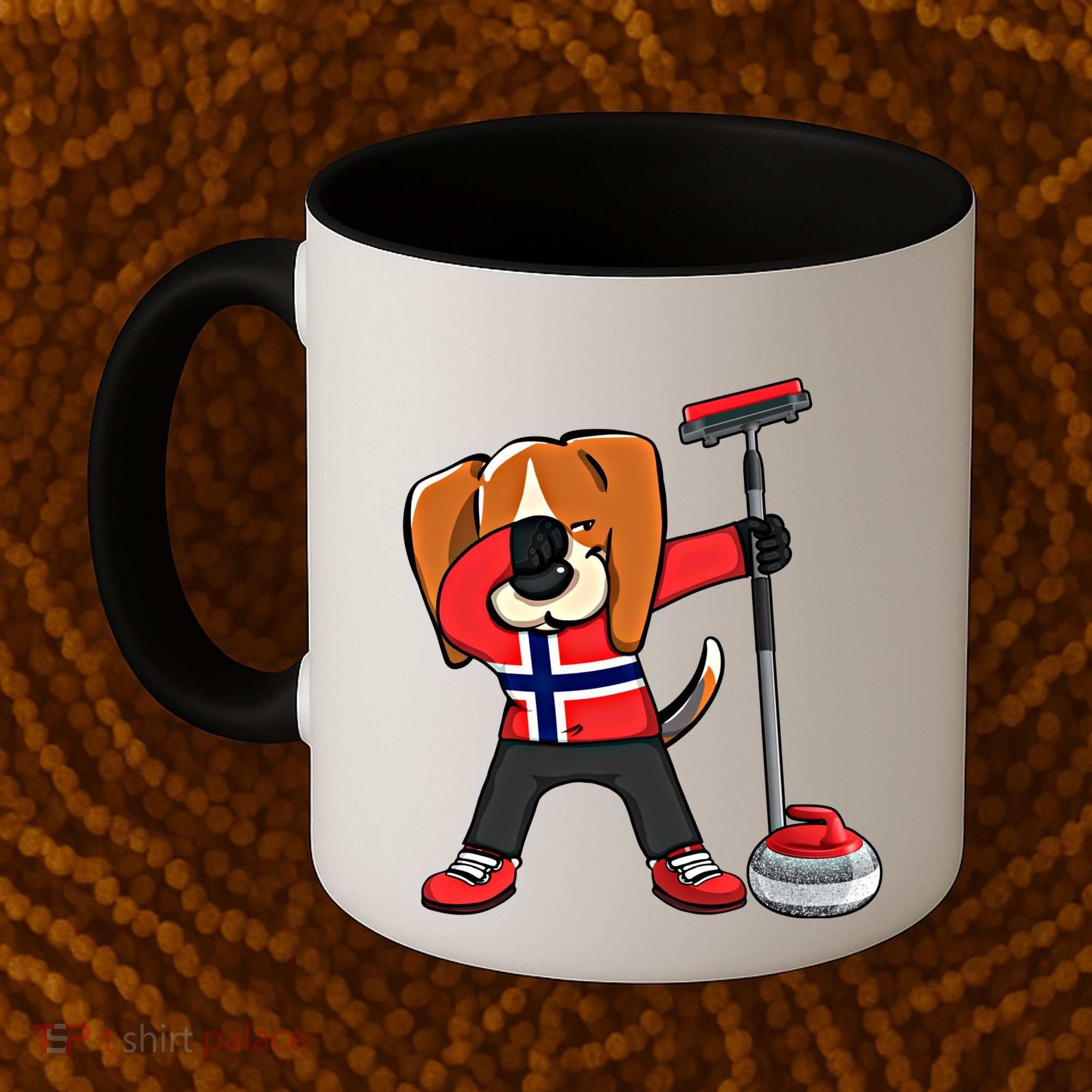 Dabbing Beagle Dog Norway Curling Lovers Jersey Winter Sport Gift Coffee Mug