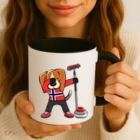 Dabbing Beagle Dog Norway Curling Lovers Jersey Winter Sport Gift Coffee Mug thumb 3