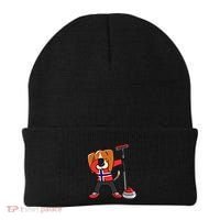 Dabbing Beagle Dog Norway Curling Lovers Jersey Winter Sport Gift Beanie thumb 0