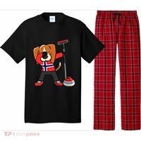 Dabbing Beagle Dog Norway Curling Lovers Jersey Winter Sport Gift Pajama Set thumb 0