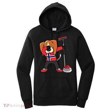 Dabbing Beagle Dog Norway Curling Lovers Jersey Winter Sport Gift Women's Hoodie