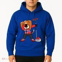 Dabbing Beagle Dog Norway Curling Lovers Jersey Winter Sport Gift Hoodie thumb 2