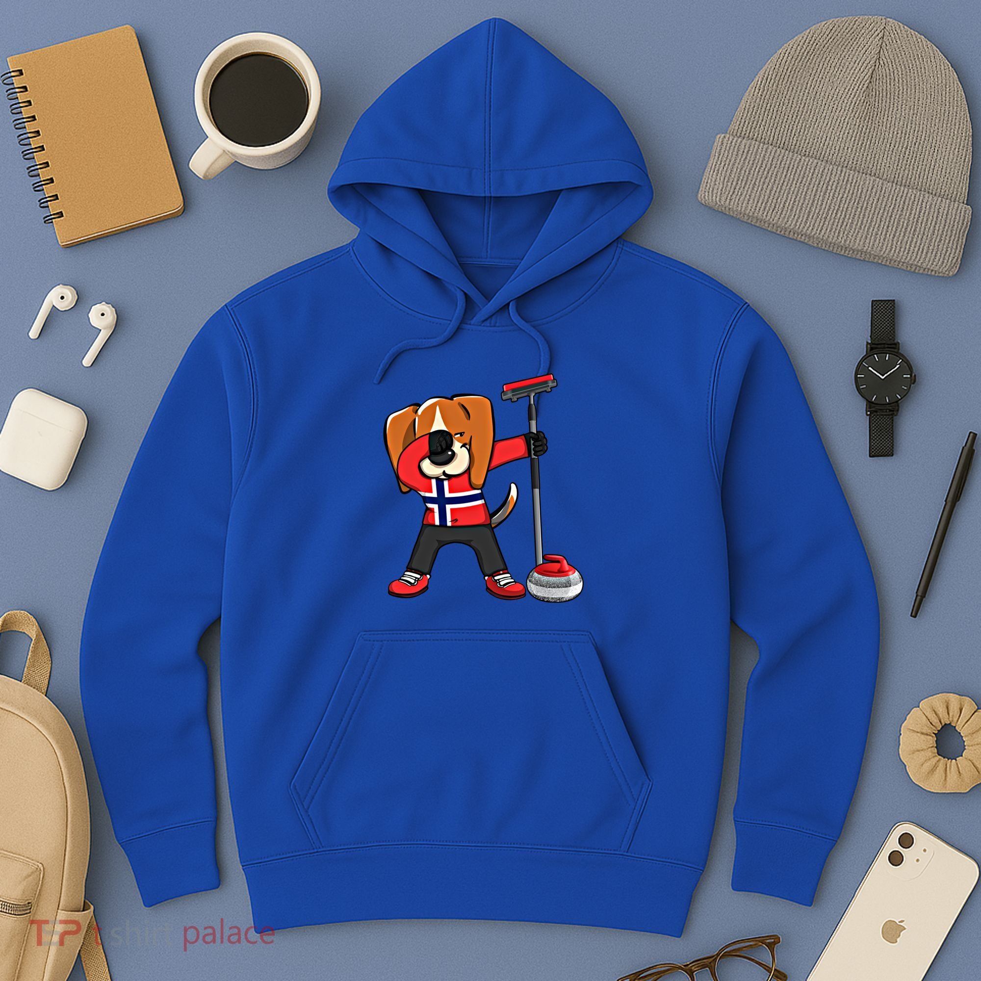 Dabbing Beagle Dog Norway Curling Lovers Jersey Winter Sport Gift Hoodie