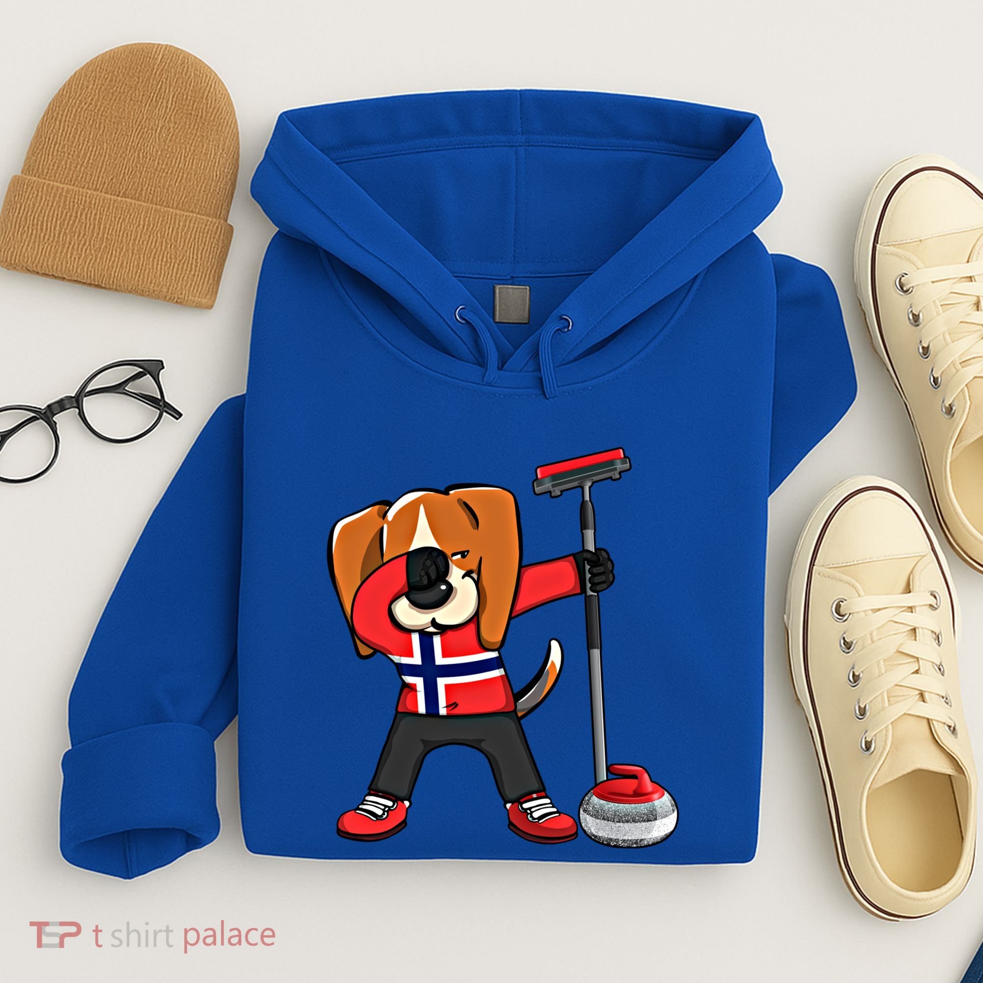 Dabbing Beagle Dog Norway Curling Lovers Jersey Winter Sport Gift Hoodie