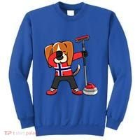 Dabbing Beagle Dog Norway Curling Lovers Jersey Winter Sport Gift Sweatshirt thumb 0