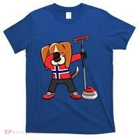 Dabbing Beagle Dog Norway Curling Lovers Jersey Winter Sport Gift T-Shirt thumb 0