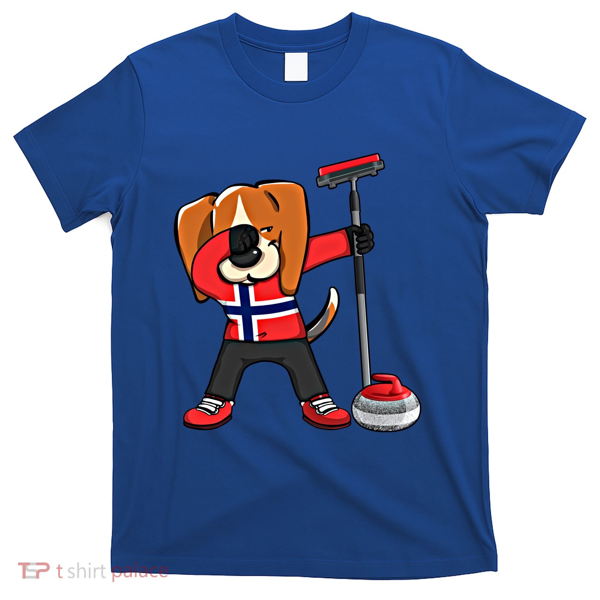 Dabbing Beagle Dog Norway Curling Lovers Jersey Winter Sport Gift T-Shirt