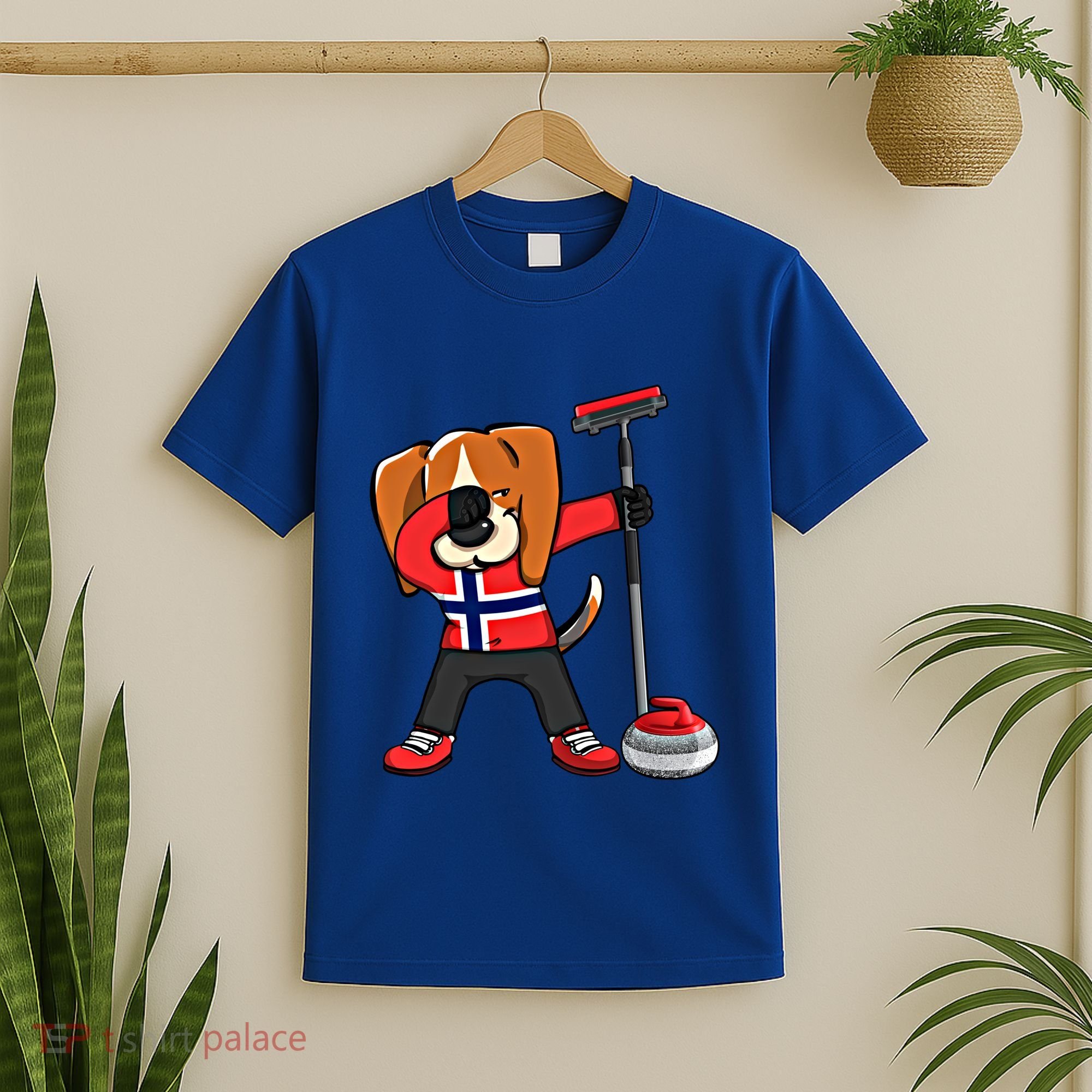Dabbing Beagle Dog Norway Curling Lovers Jersey Winter Sport Gift T-Shirt