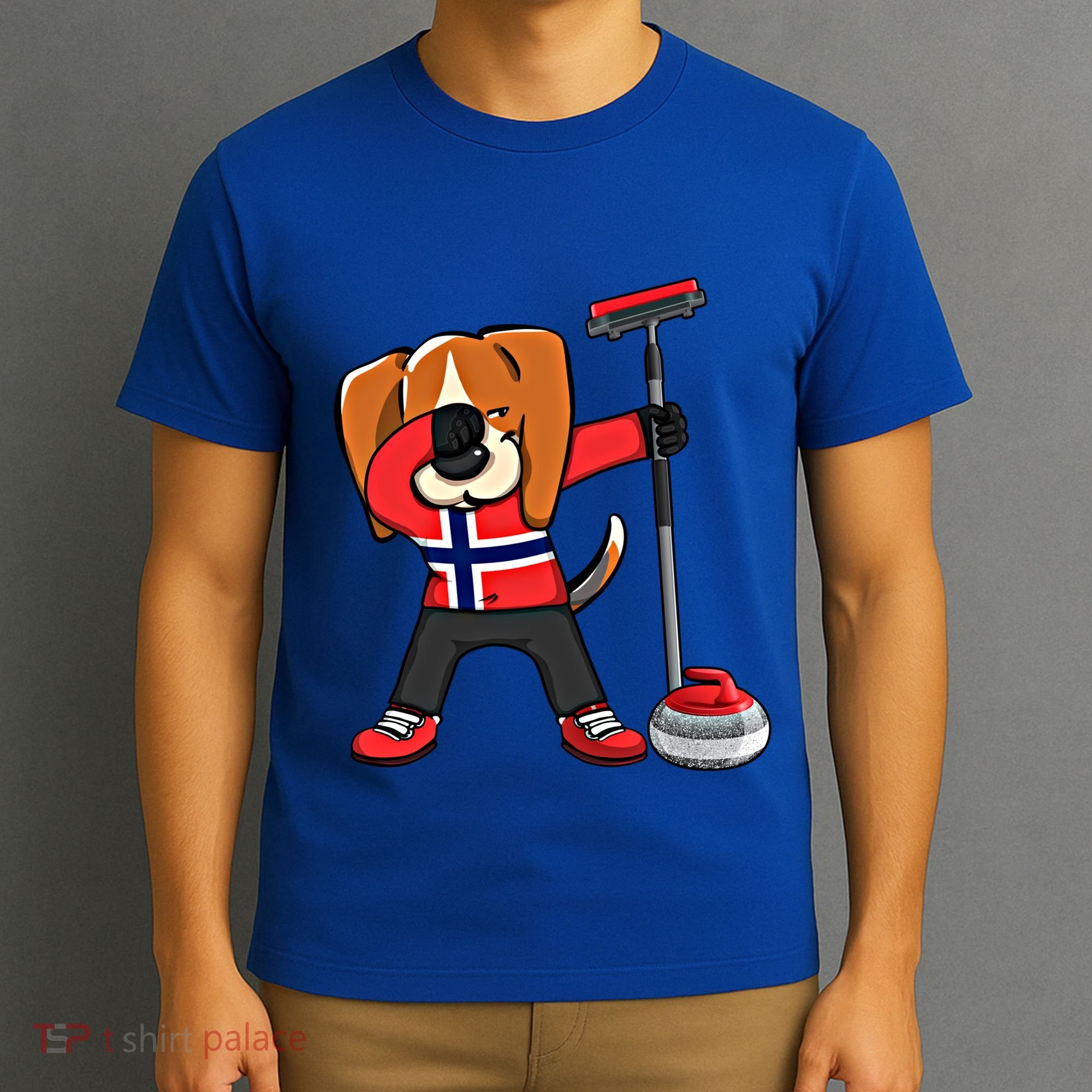 Dabbing Beagle Dog Norway Curling Lovers Jersey Winter Sport Gift T-Shirt