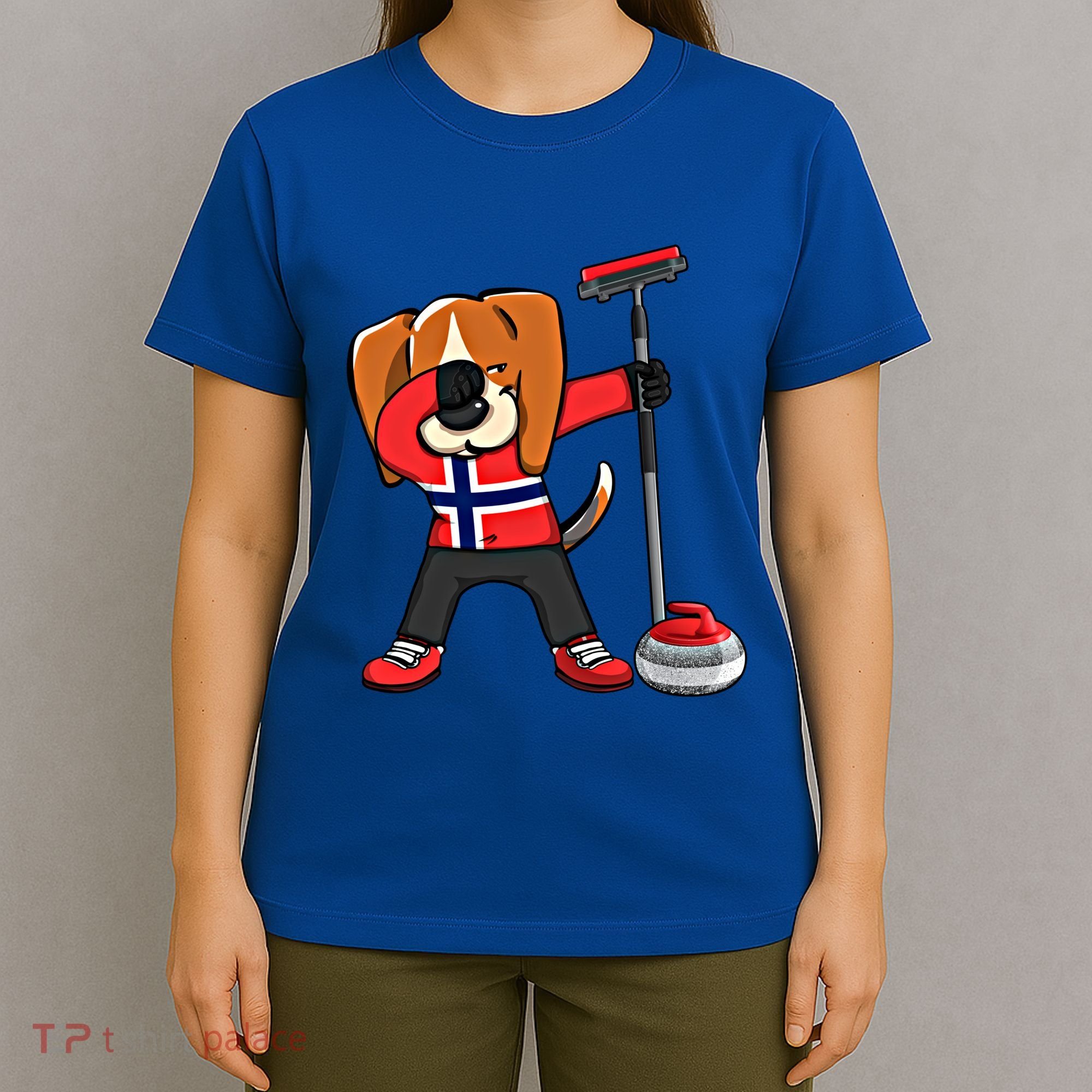 Dabbing Beagle Dog Norway Curling Lovers Jersey Winter Sport Gift T-Shirt