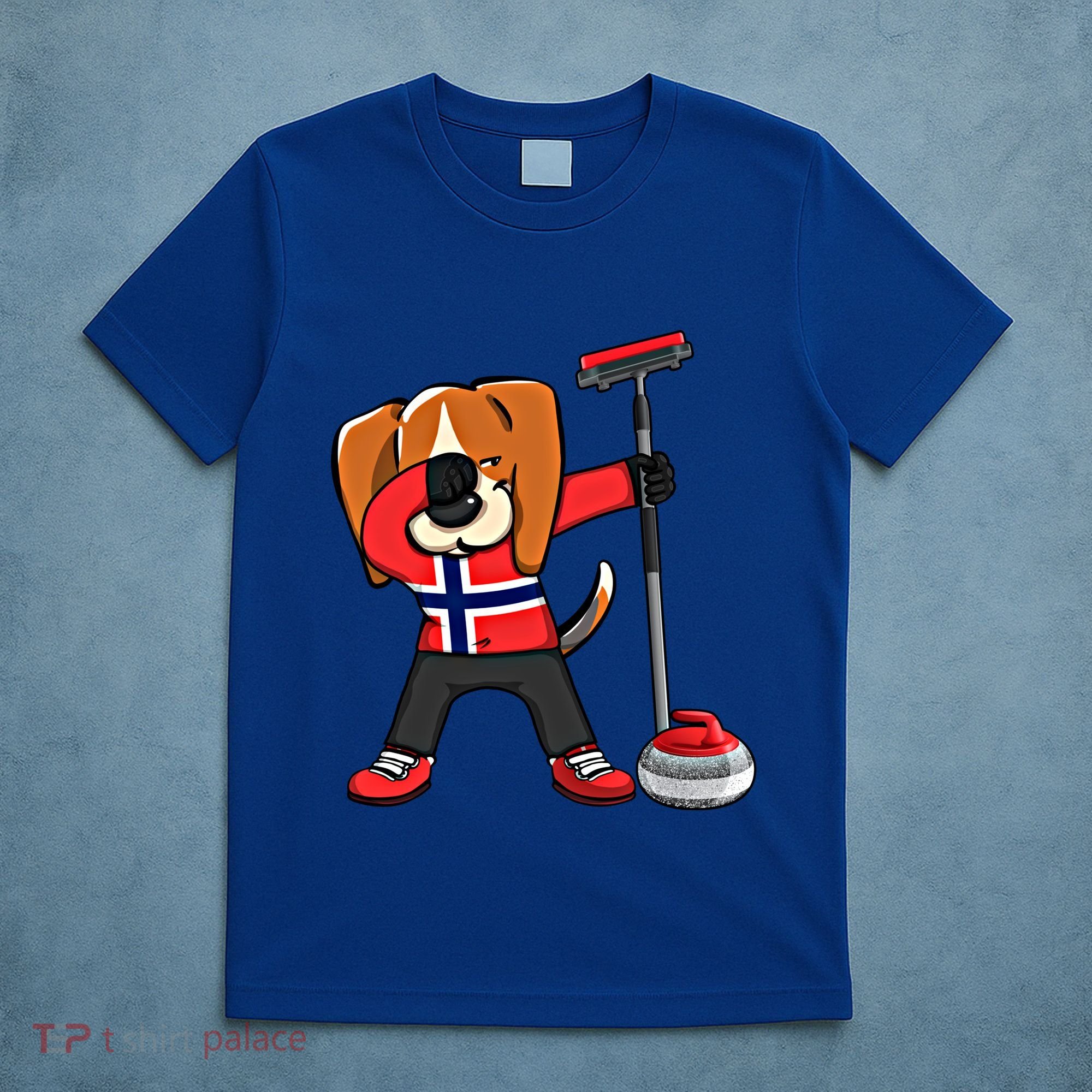 Dabbing Beagle Dog Norway Curling Lovers Jersey Winter Sport Gift T-Shirt