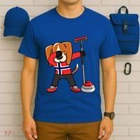 Dabbing Beagle Dog Norway Curling Lovers Jersey Winter Sport Gift T-Shirt thumb 6