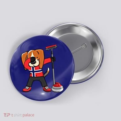 Dabbing Beagle Dog Norway Curling Lovers Jersey Winter Sport Gift Button