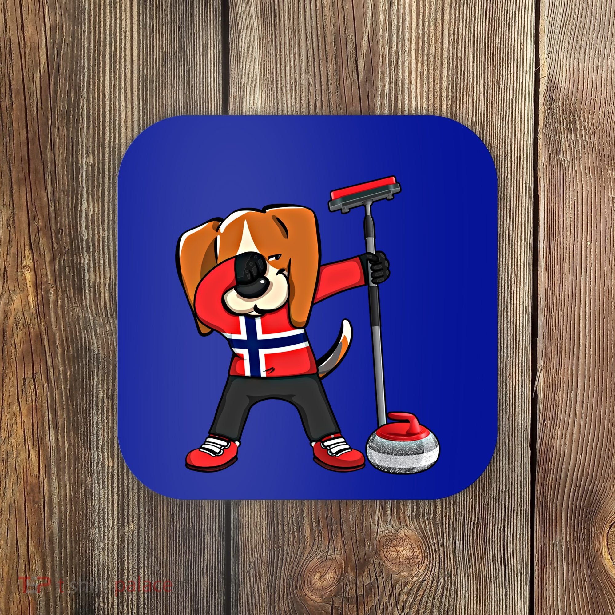 Dabbing Beagle Dog Norway Curling Lovers Jersey Winter Sport Gift Coaster