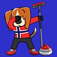 Dabbing Beagle Dog Norway Curling Lovers Jersey Winter Sport Gift Coaster thumb 2