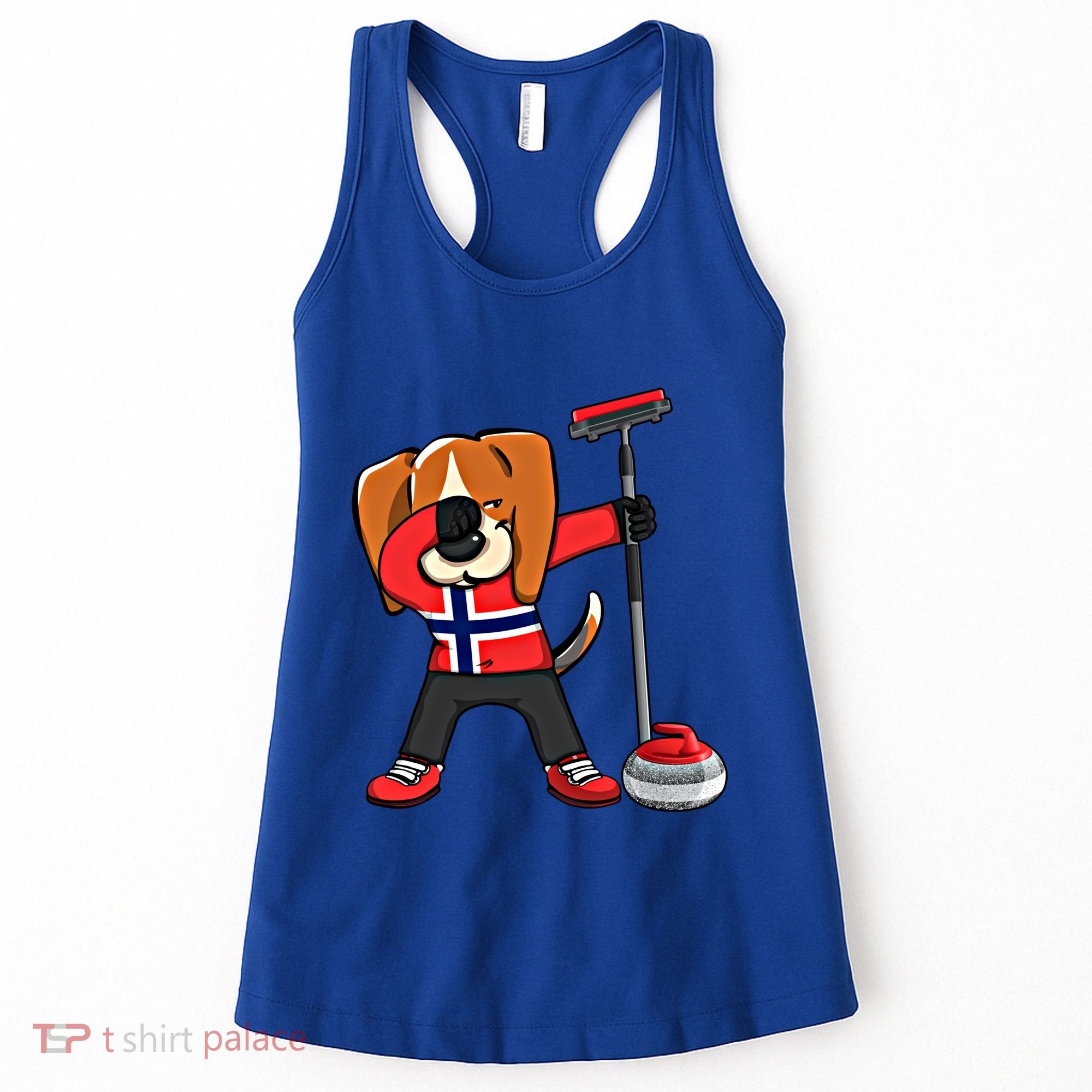 Dabbing Beagle Dog Norway Curling Lovers Jersey Winter Sport Gift Women's Tank Top