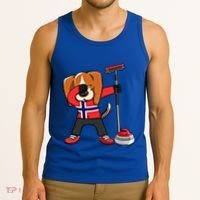 Dabbing Beagle Dog Norway Curling Lovers Jersey Winter Sport Gift Tank Top thumb 3